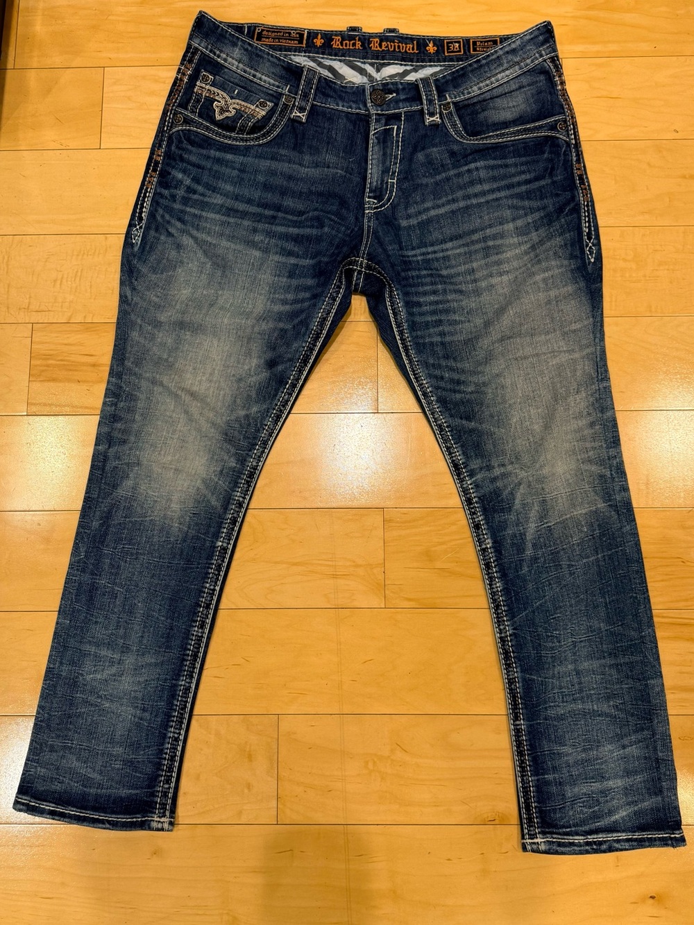 Rock Revival Men's Indigo Washed Slim Straight Jeans